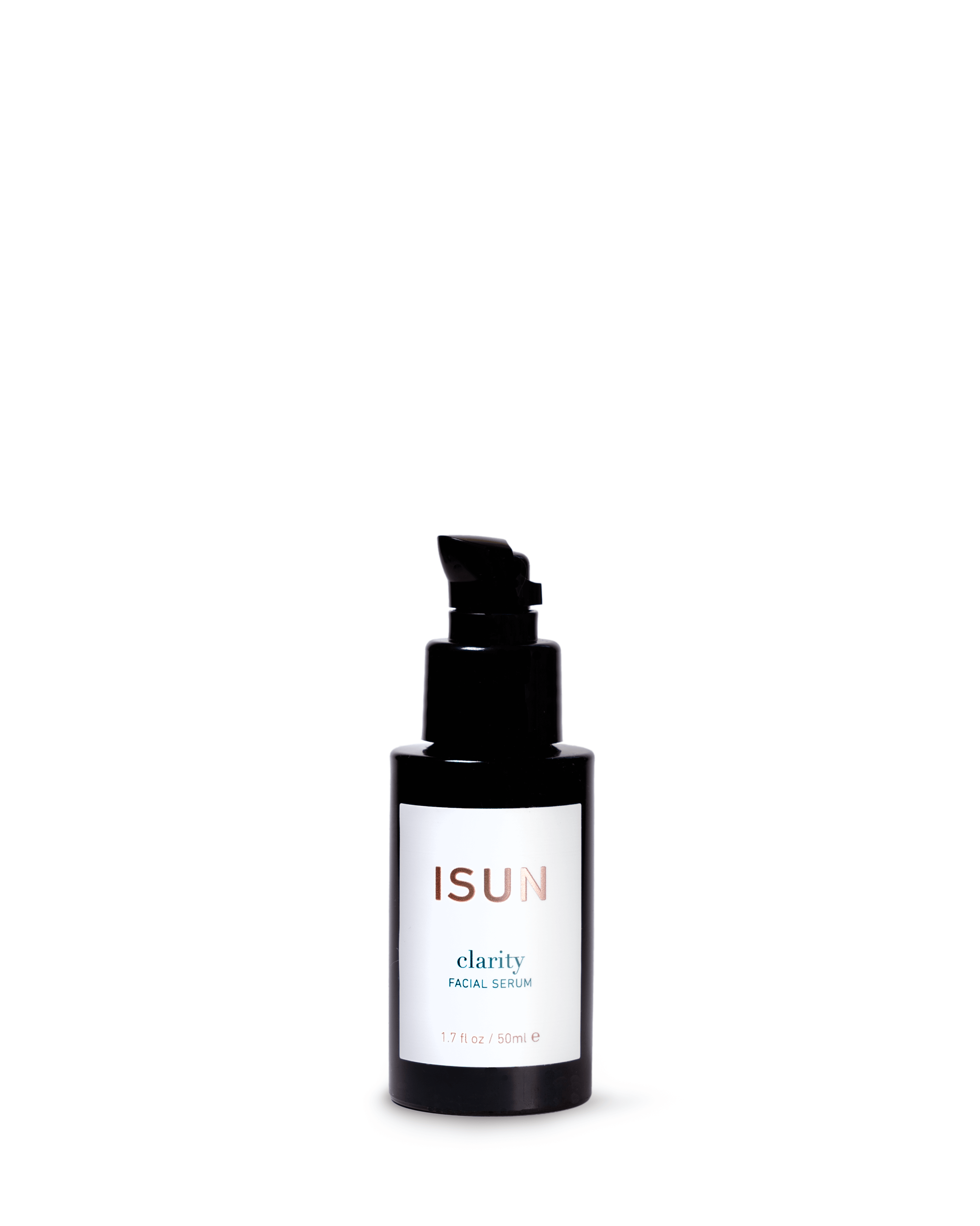 ISUN clarity face serum bottle on a white background