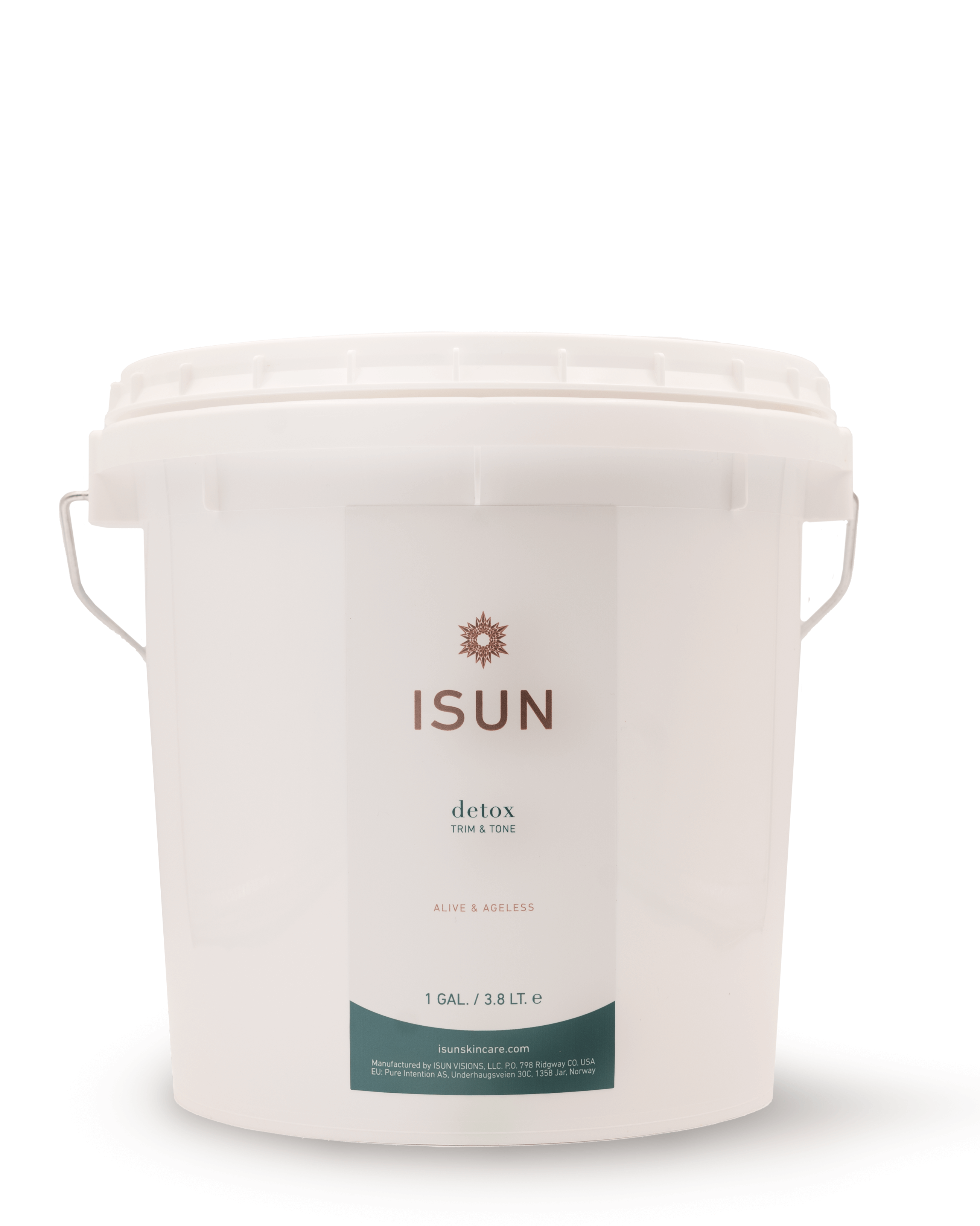 Gallon pail of Detox Trim & Tone Powder.