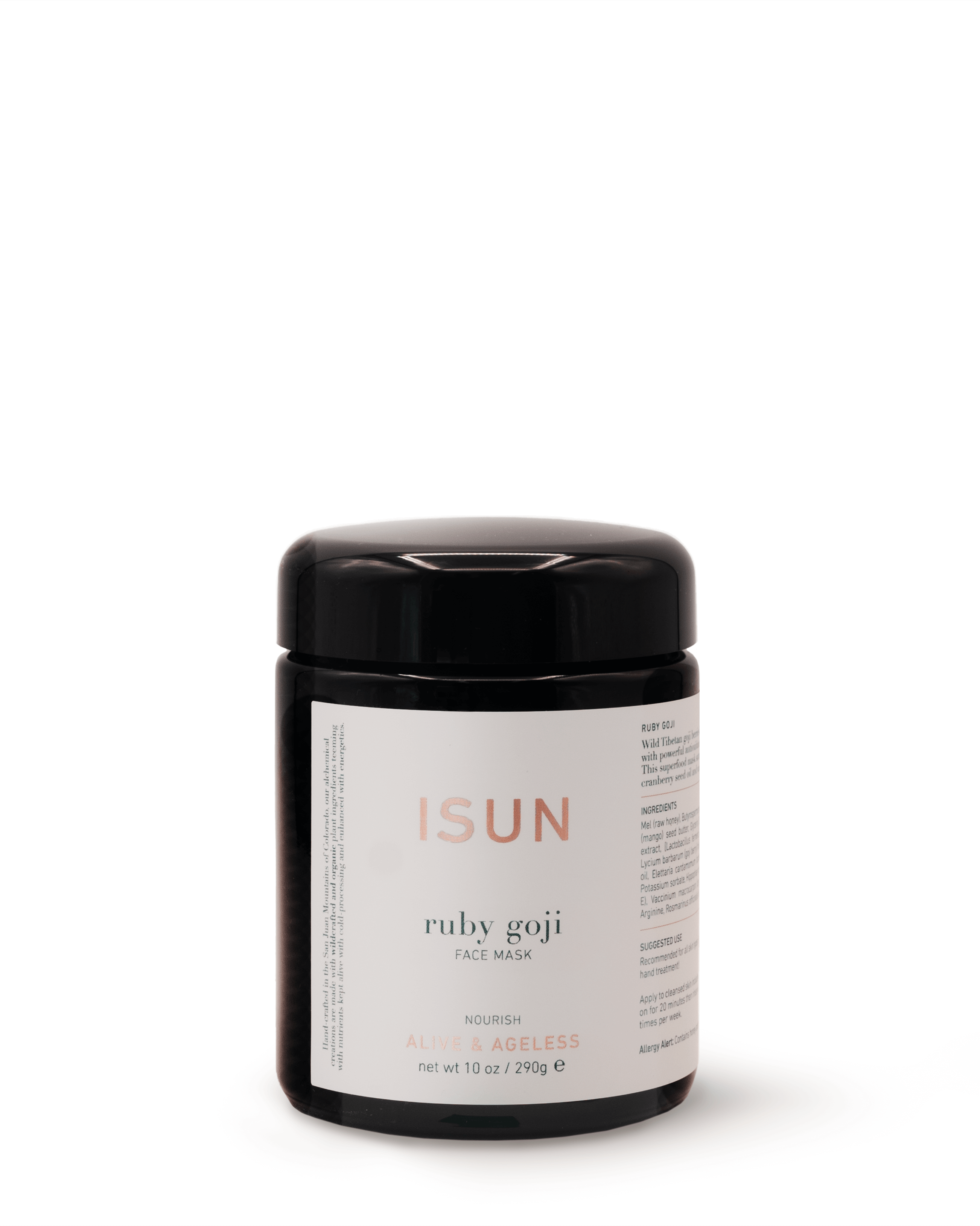 ISUN Ruby Goji face mask jar on a white background