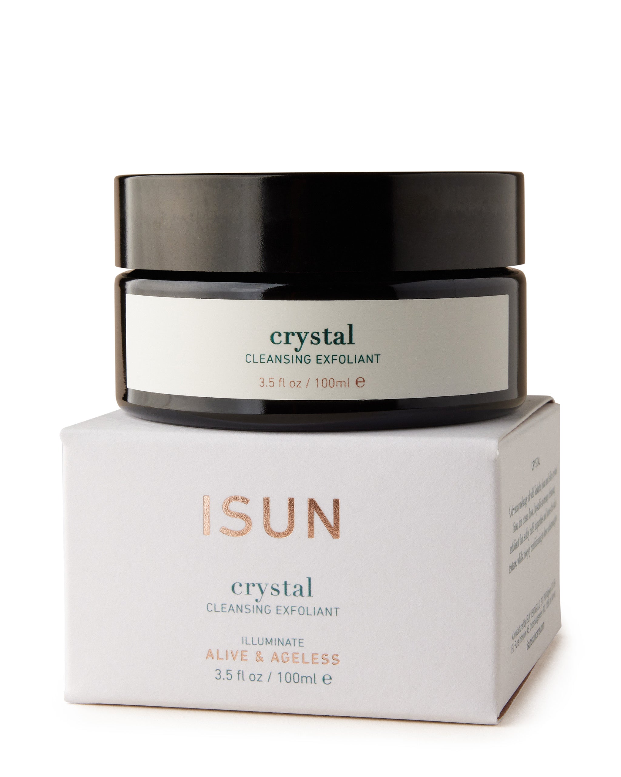 A jar of Crystal Cleansing Exfoliant with Box