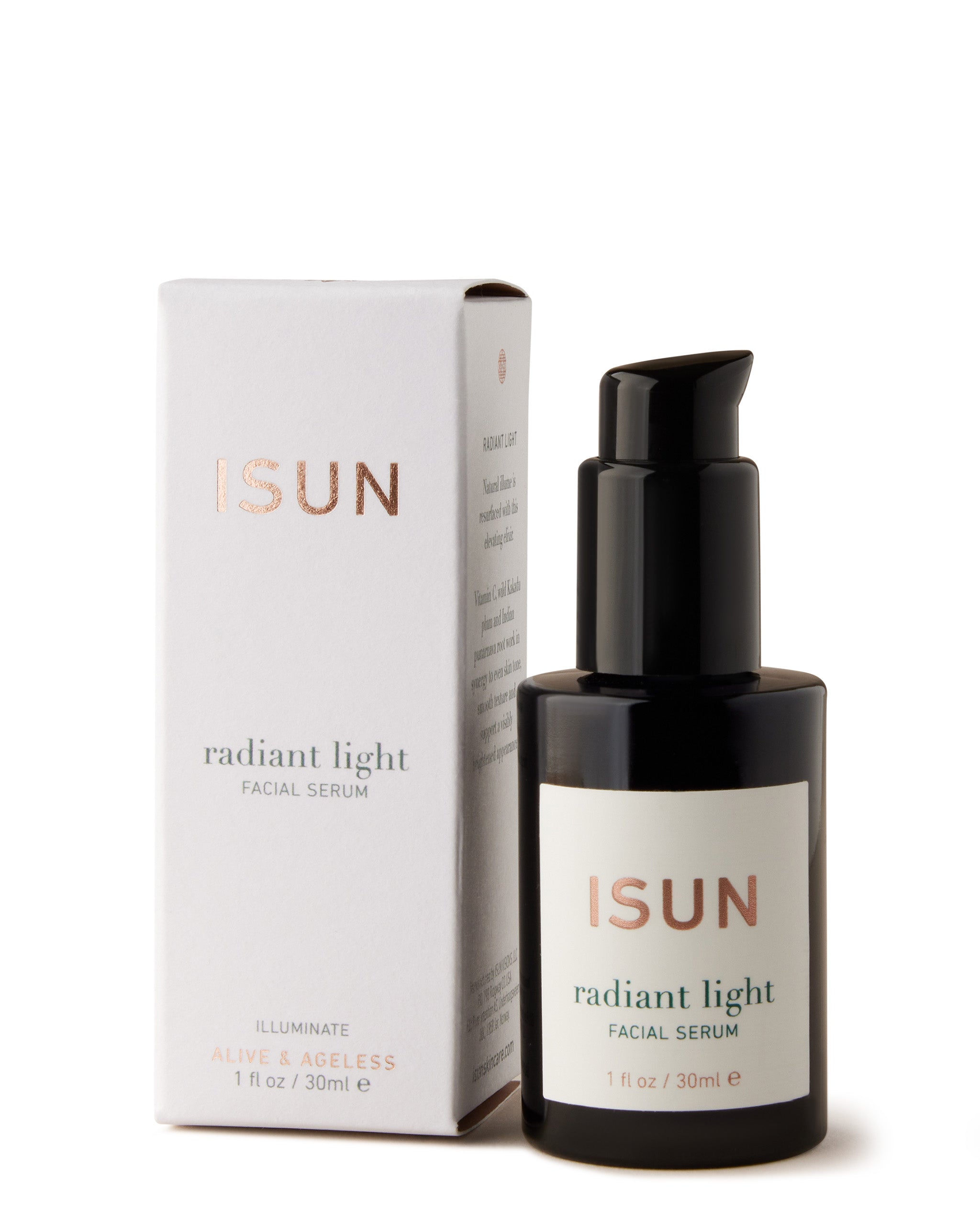 ISUN Radiant Light Serum Bottle with Box.