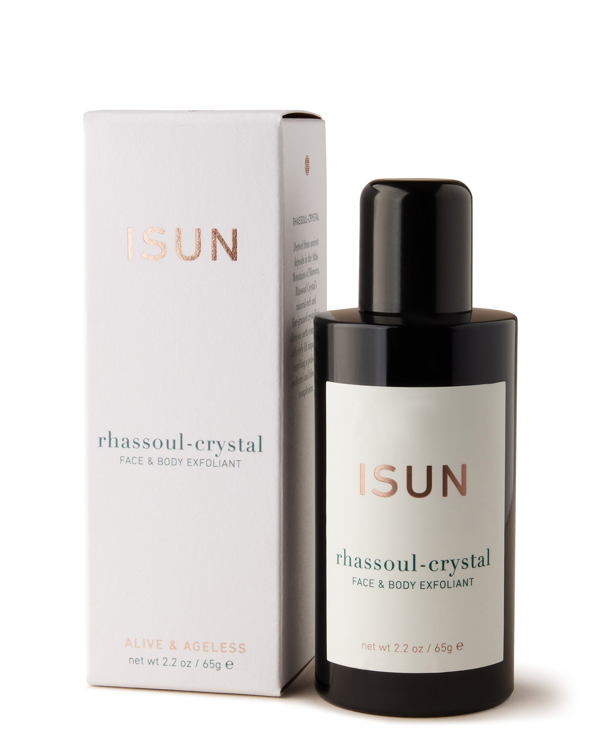 ISUN Rhassoul-Crystal Exfoliant Bottle with Box.
