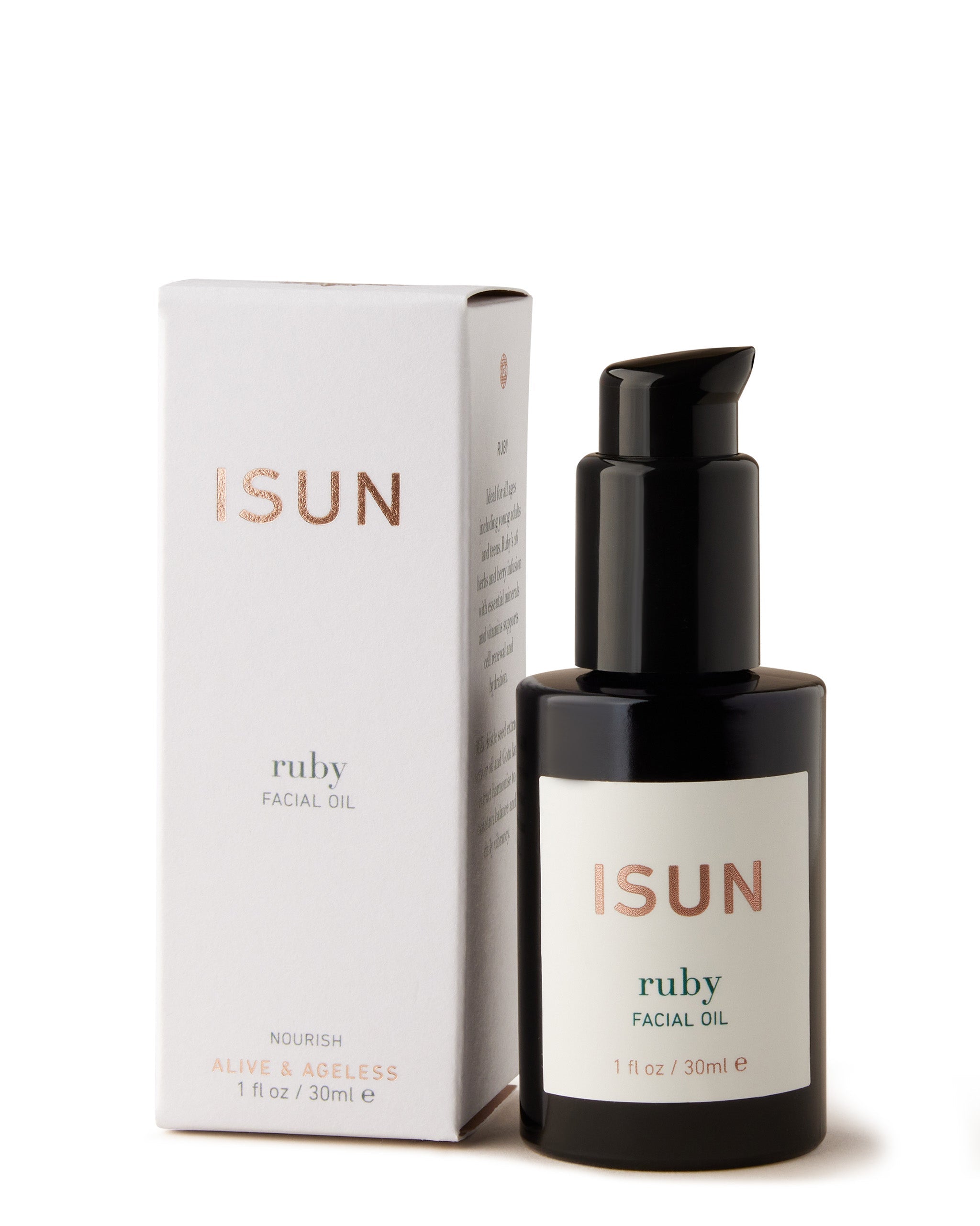 ISUN Ruby Facial Oil Moisturizer Bottle with Box.