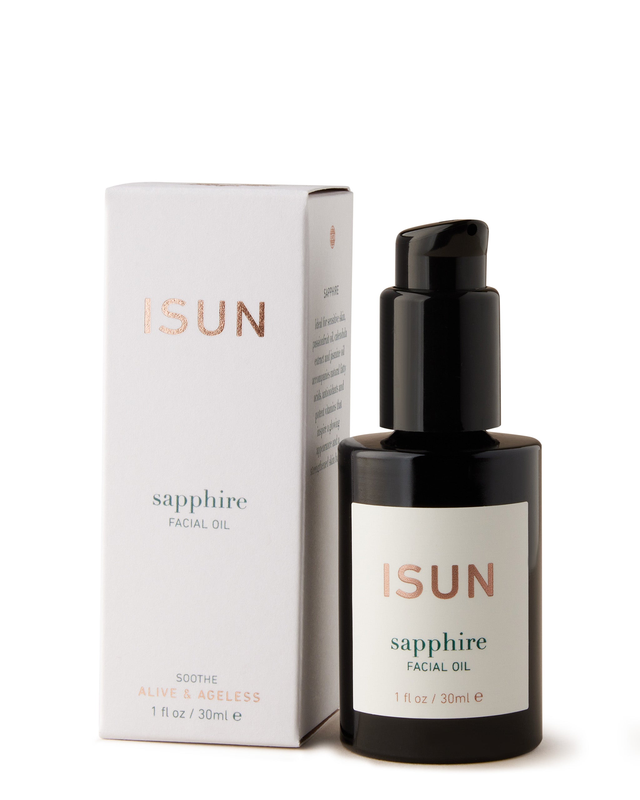 ISUN Sapphire Facial Oil Bottle with Box.