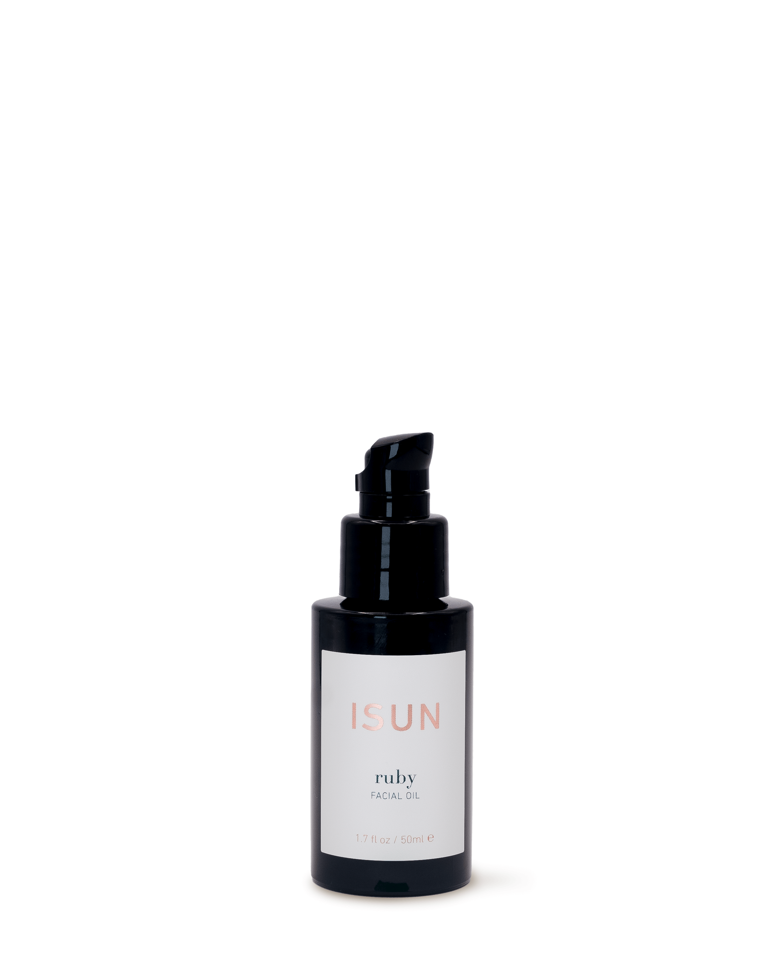 Skincare bottle labeled 'ruby' on a white background
